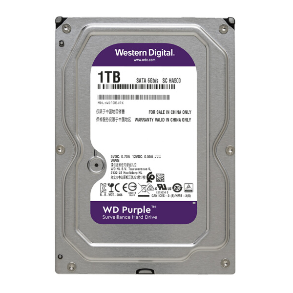 西部数据(WD)紫盘 1TB SATA6Gb/s 64M 监控硬盘(WD10EJRX)